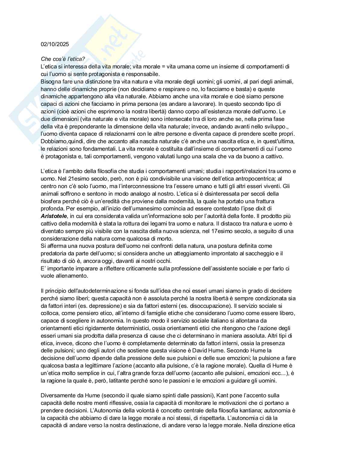 Appunti perfetti di Etica sociale Pag. 1