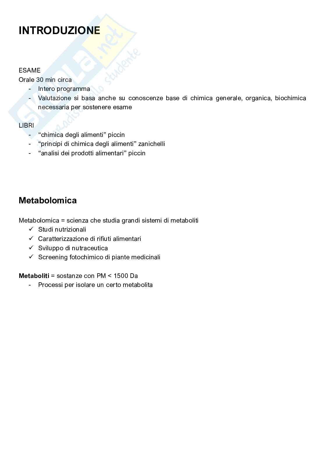 Appunti completi di Chimica degli alimenti  Pag. 1