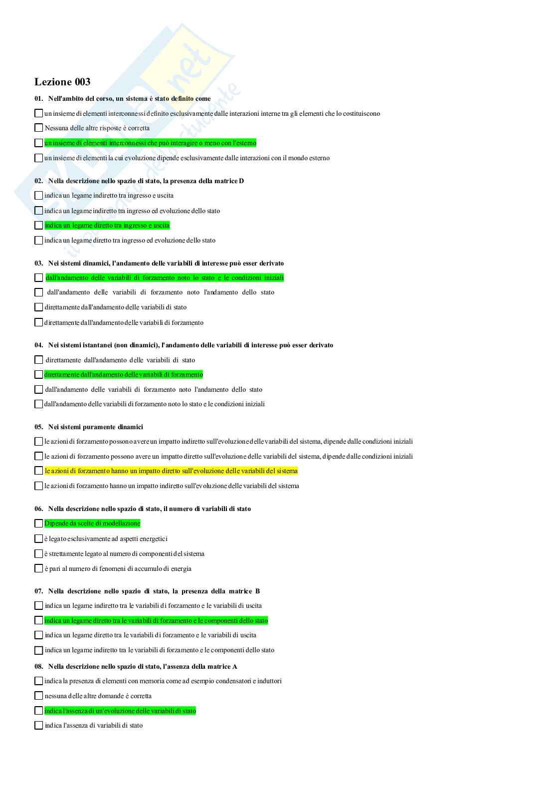 Paniere Fondamenti di automatica Pag. 1