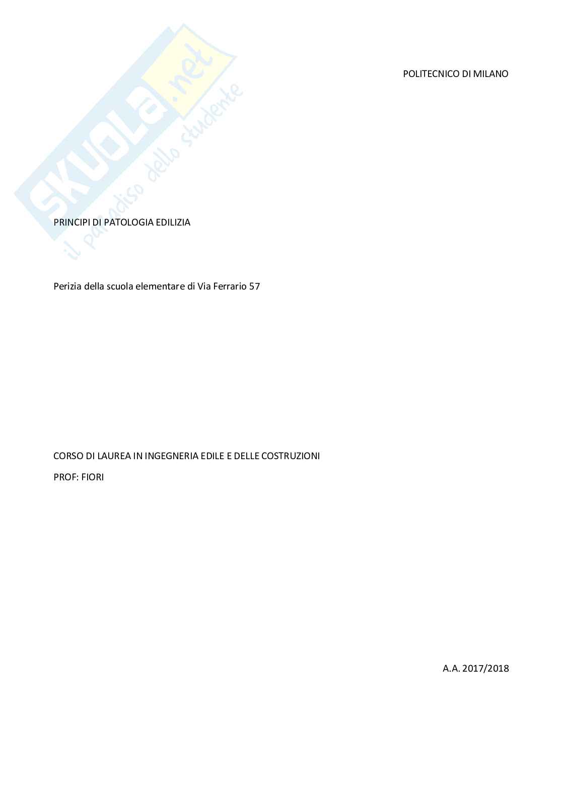 Progetto di Principi di Patologia edilizia Pag. 1