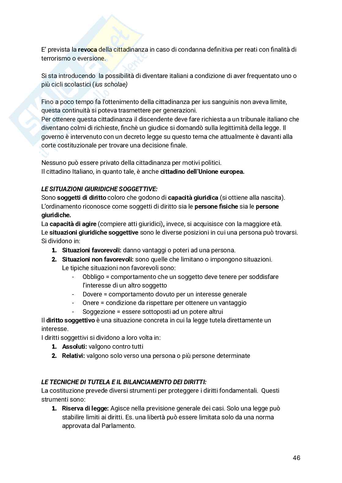 Diritto costituzionale  Pag. 46