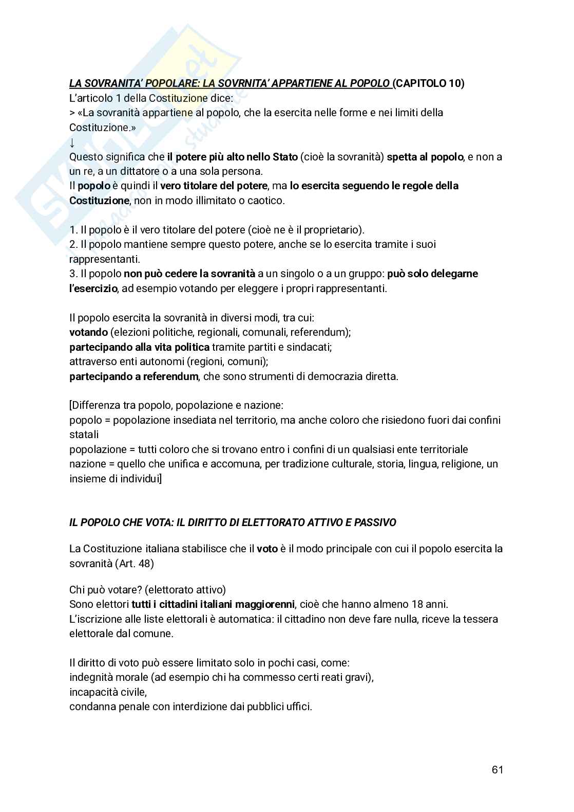 Diritto costituzionale  Pag. 61
