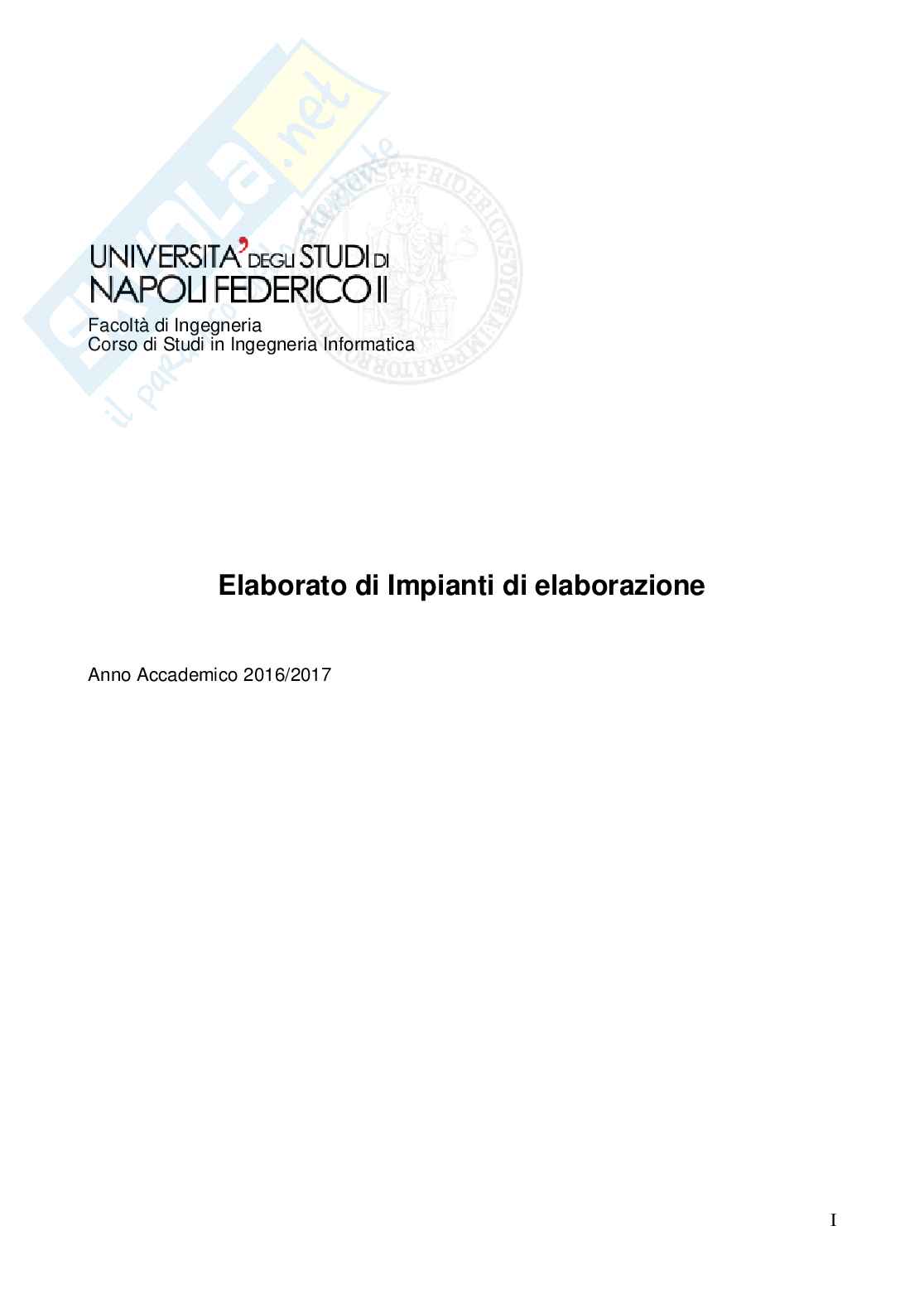 Elaborato di Impianti di elaborazione Pag. 1