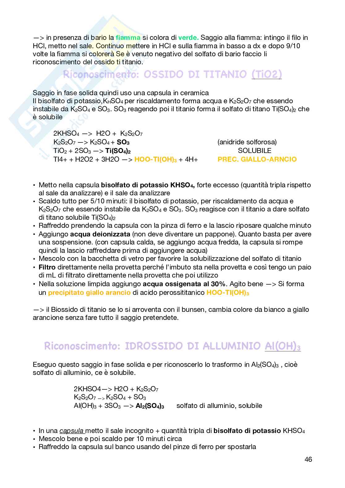 Analisi delle sostanze inorganiche di impiego farmaceutico Pag. 46