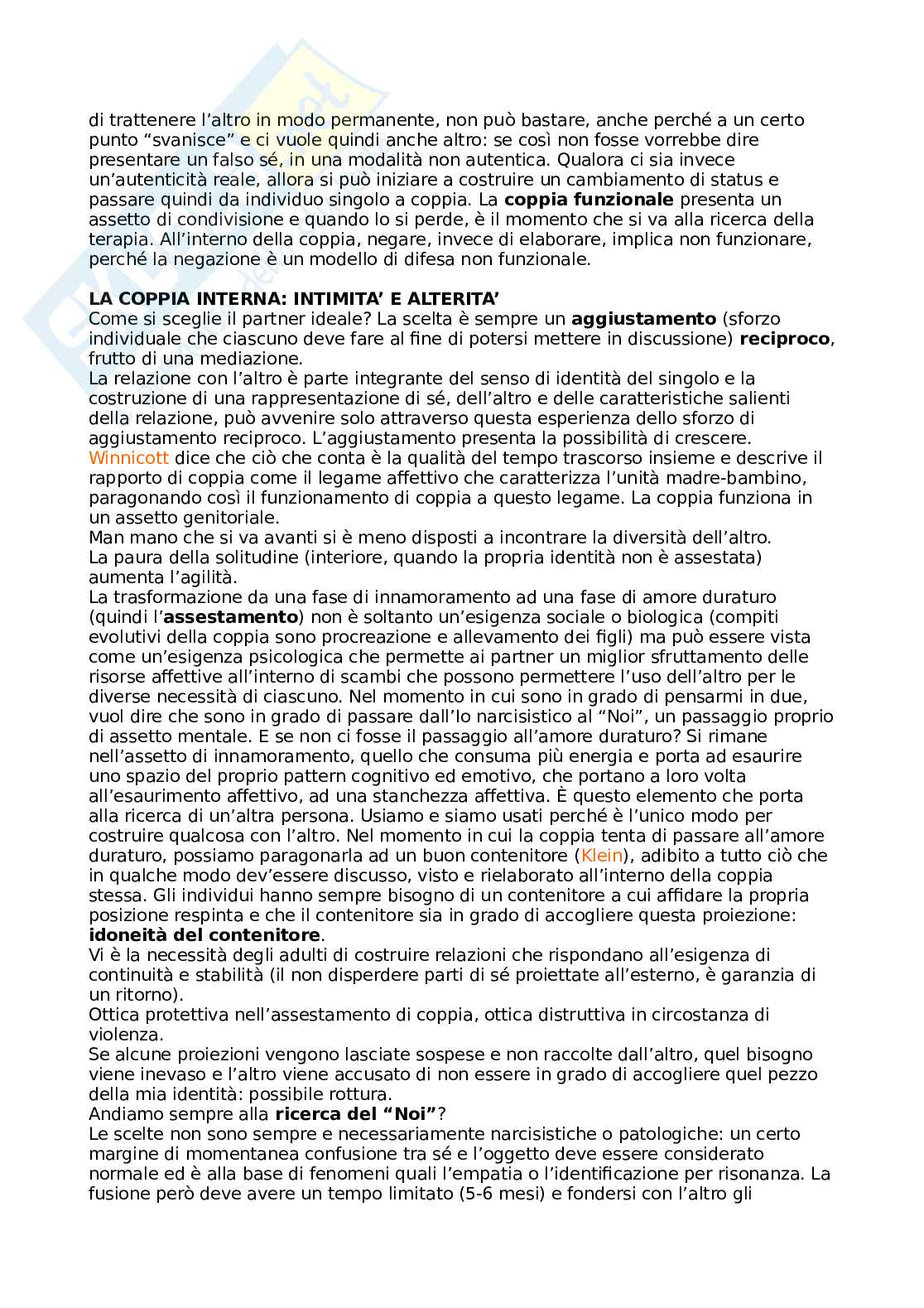 Psicodinamica dello sviluppo e della vita familiare Pag. 46