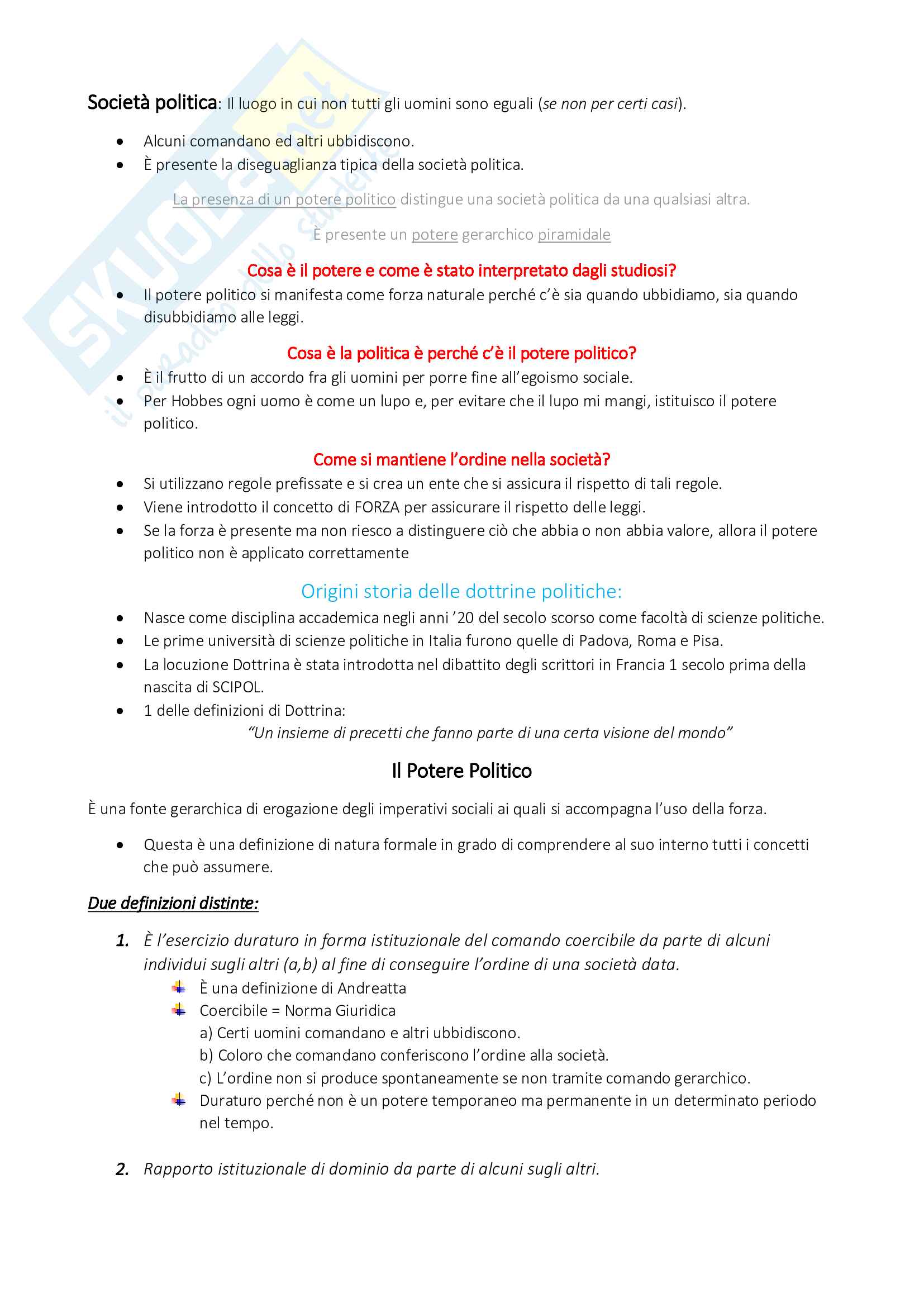 Appunti definitivi Storia Dottrine Politiche Pag. 2