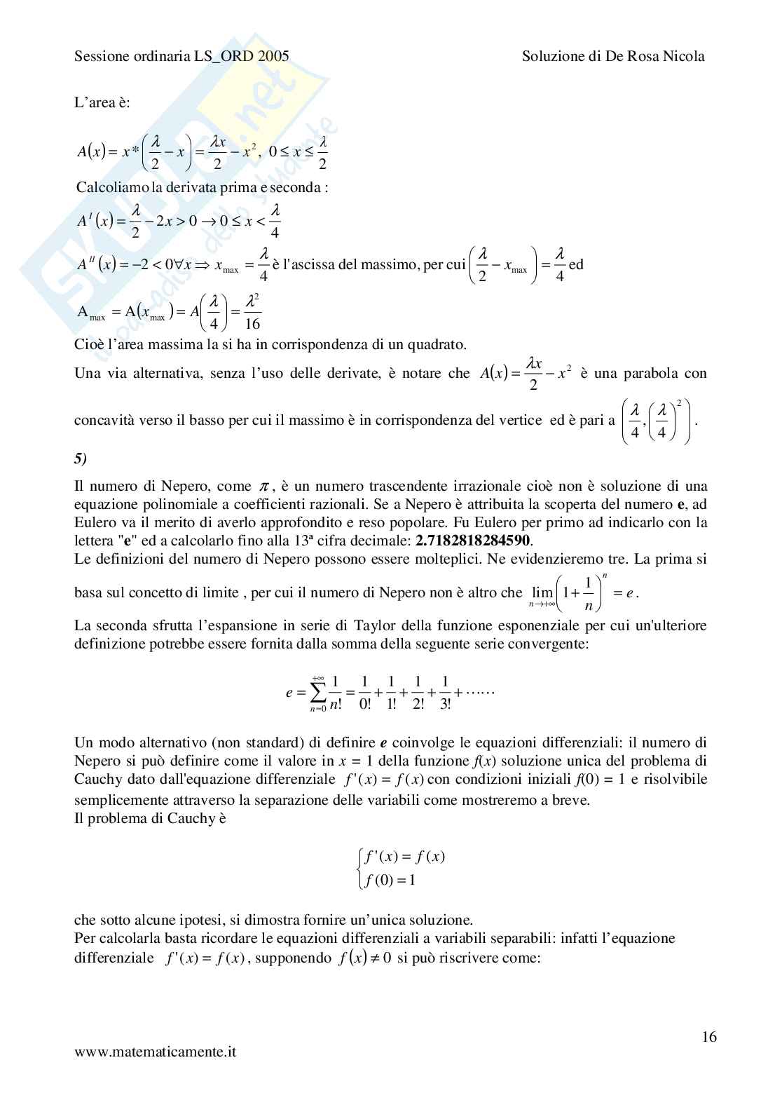 2005 - Liceo Scientifico di ordinamento Pag. 16