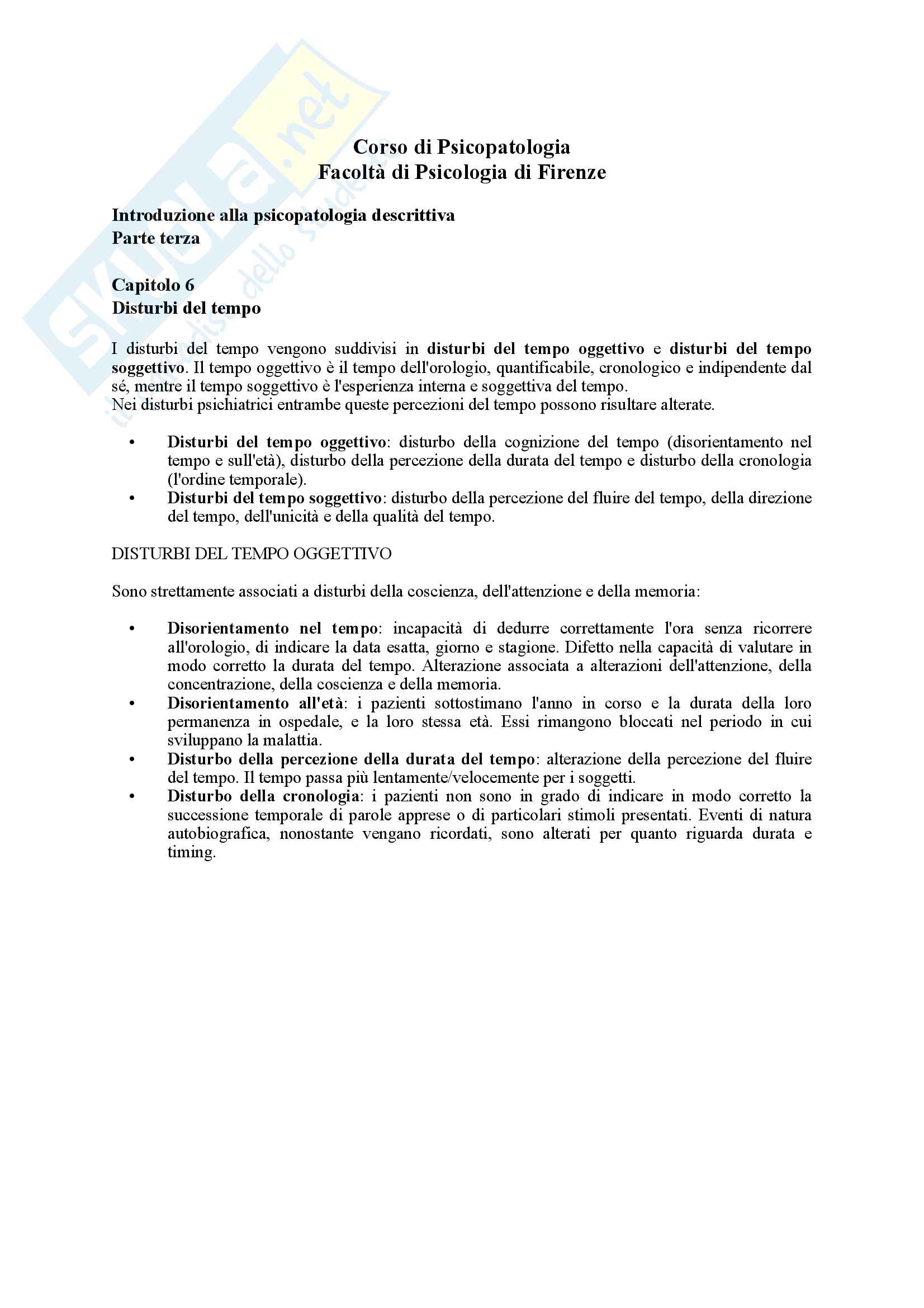 Riassunto esame Psicopatologia, prof. Dettore, libro consigliato Introduzione alla Psicopatologia Descrittiva, Sims Pag. 16