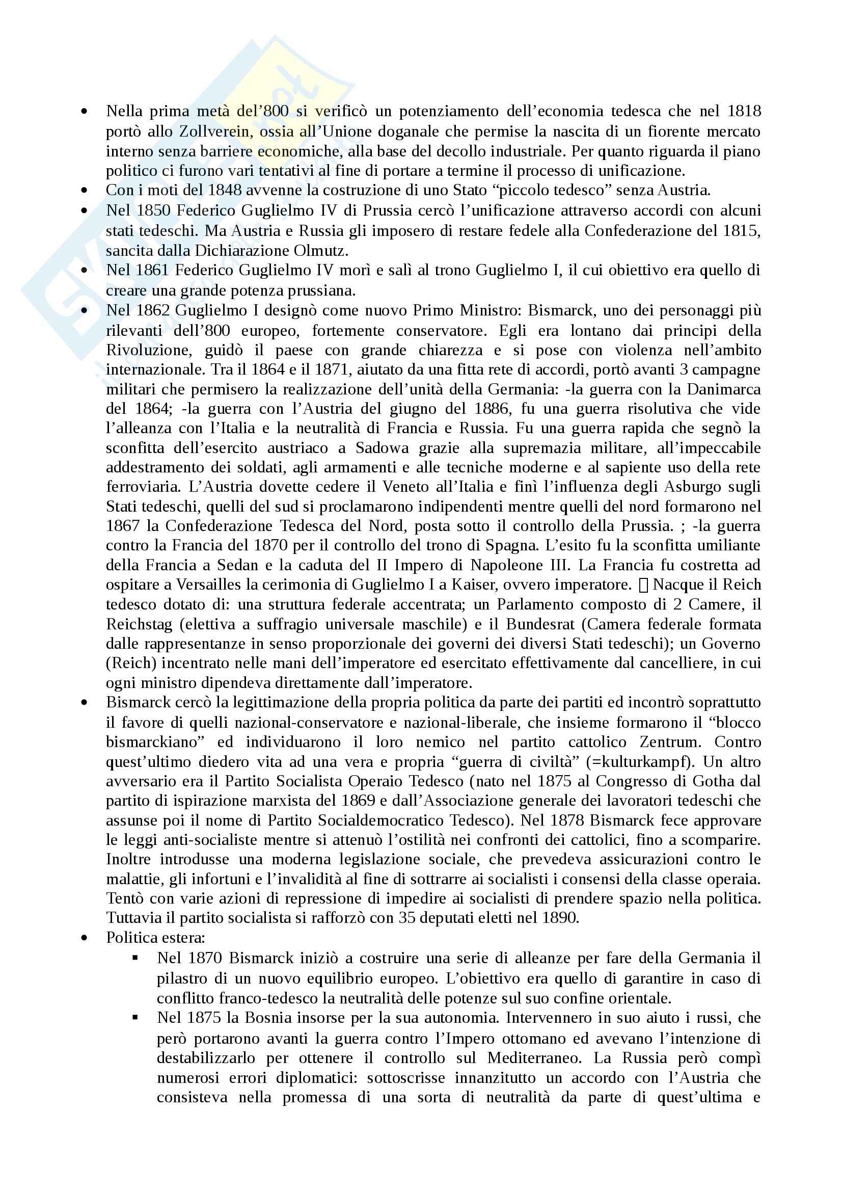 Riassunto esame Storia contemporanea, prof. Laschi, libro consigliato Le grandi problematiche dell'Ottocento, Pombeni Pag. 11