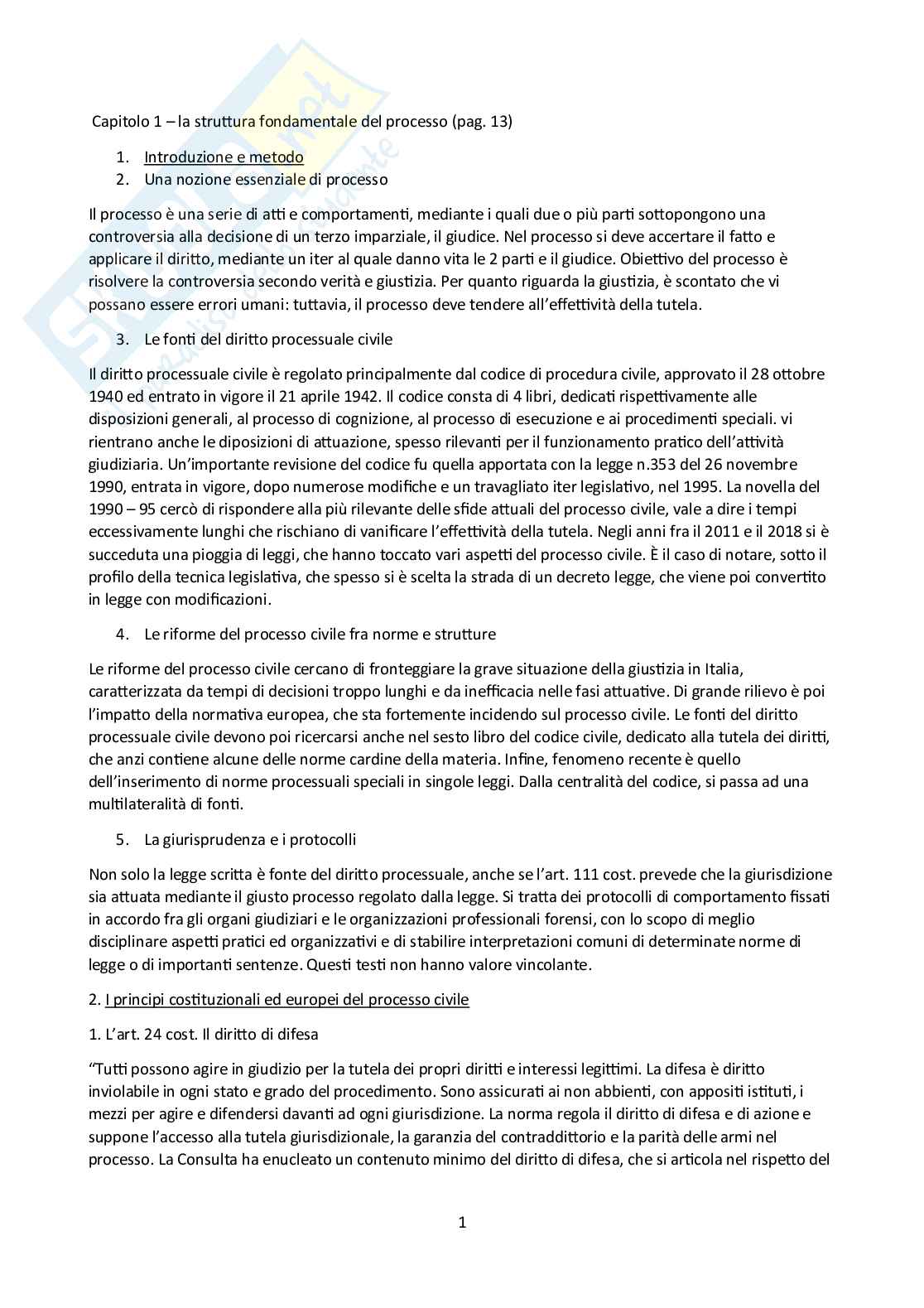 Riassunto esame Diritto processuale civile, Prof. Giussani Andrea, libro consigliato Argomenti di diritto processuale civile, Biavati Pag. 1