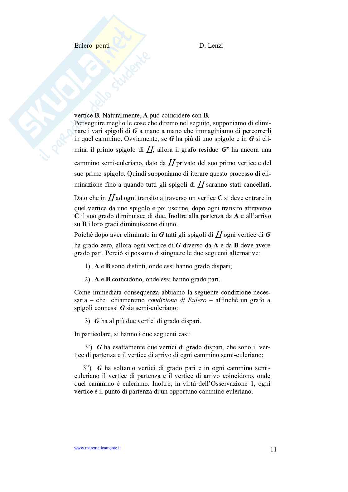 Eulero e i ponti di Koenigsberg: la nascita della teoria dei grafi Pag. 11