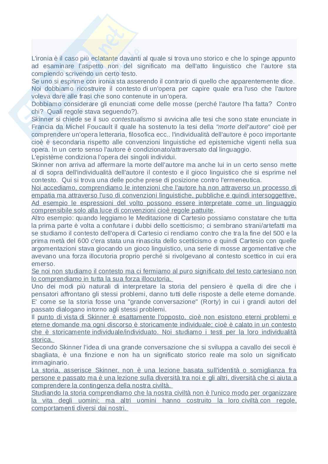 Riassunto esame Filosofia della mente, Prof. Cataldi Madonna Luigi, libro consigliato Dell'interpretazione, Skinner Pag. 6
