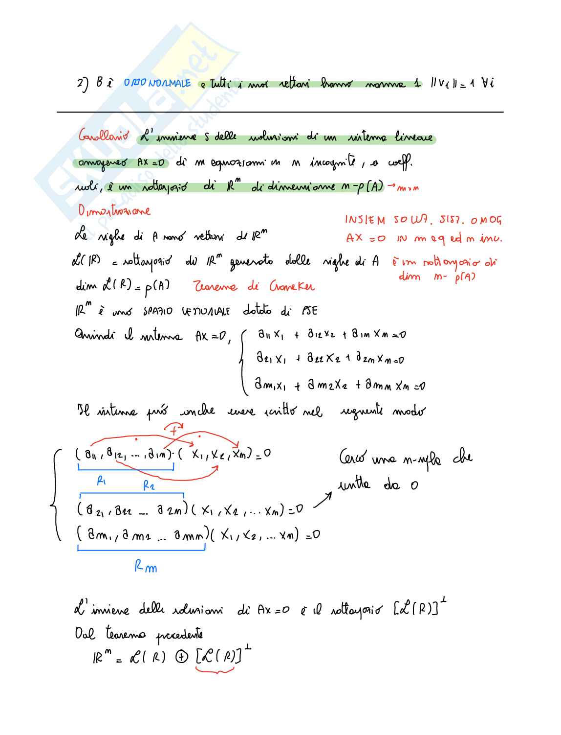 Riassunto esame Algebra e geometria, Prof. Pasotti Anita, libro consigliato Esercizi svolti algebra e geometria, Uccelli Stefano Pag. 11