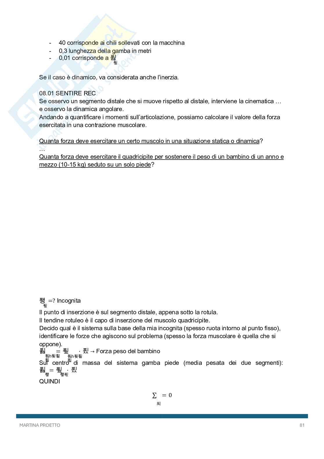Biomeccanica dell'attività motoria Pag. 81