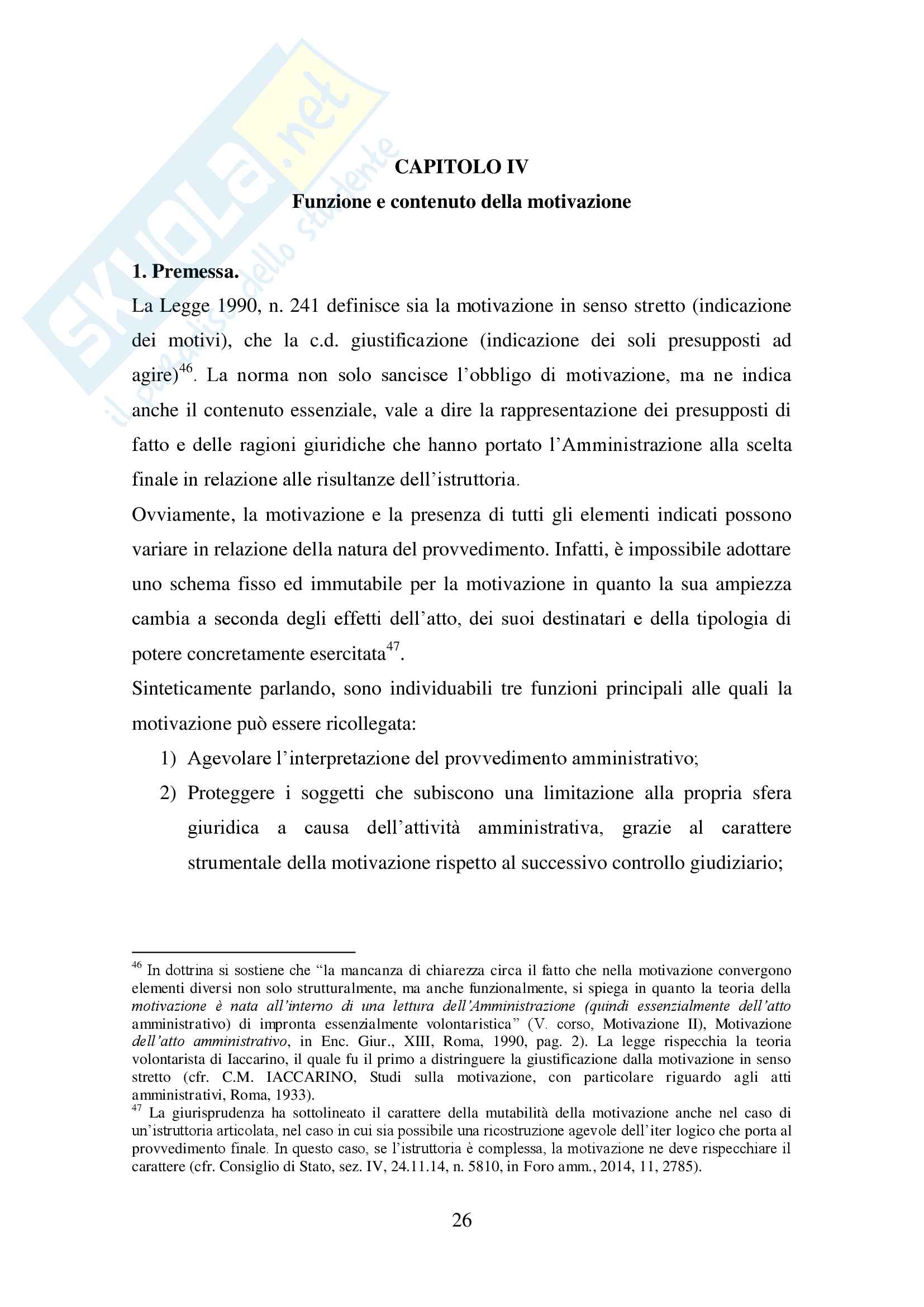 Tesi di Laurea in Diritto Amministrativo "La motivazione del provvedimento amministrativo", Relatore: Prof.ssa Mariacristina Santini, Anno Accademico 2015/2016 Pag. 31