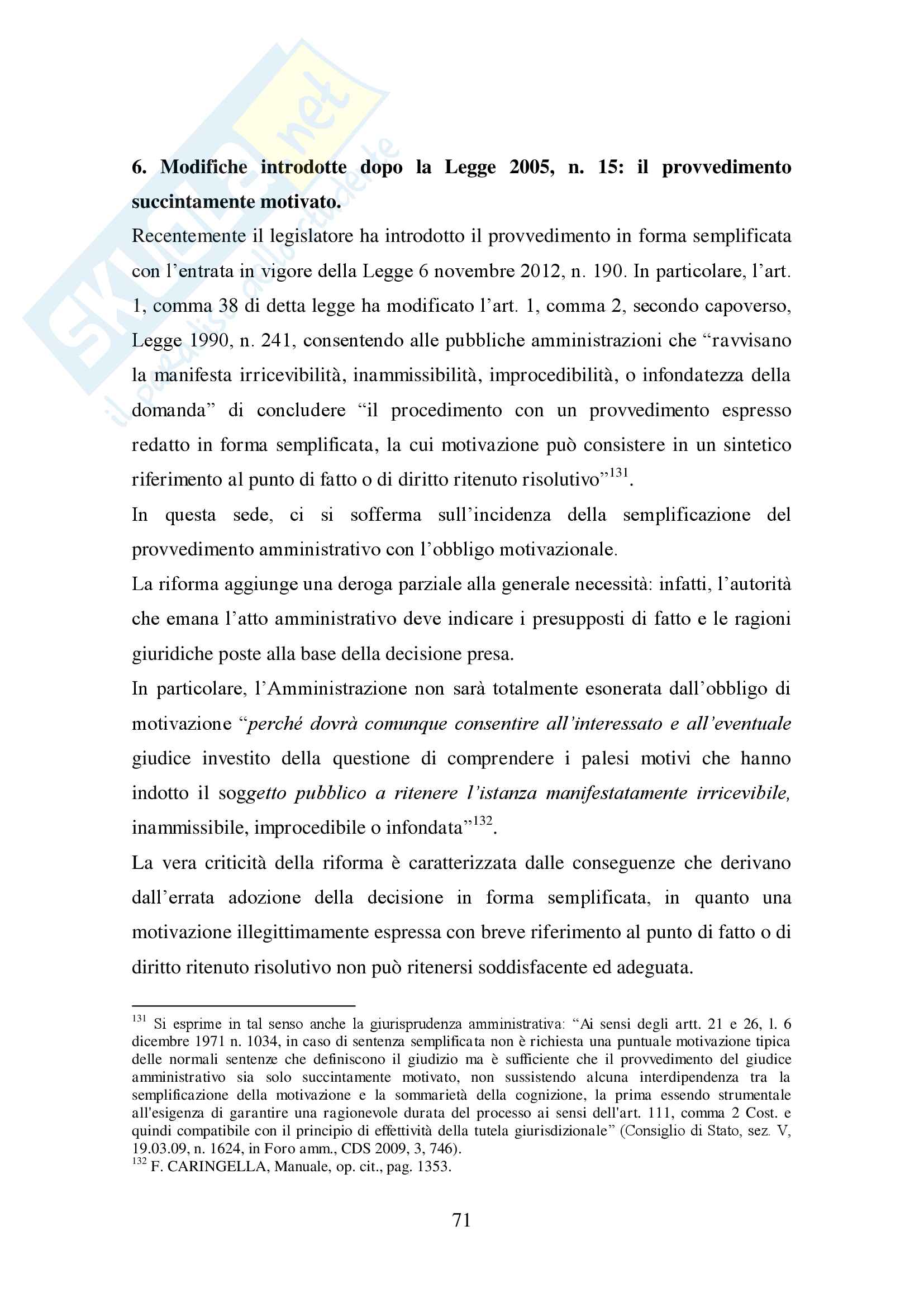 Tesi di Laurea in Diritto Amministrativo "La motivazione del provvedimento amministrativo", Relatore: Prof.ssa Mariacristina Santini, Anno Accademico 2015/2016 Pag. 76