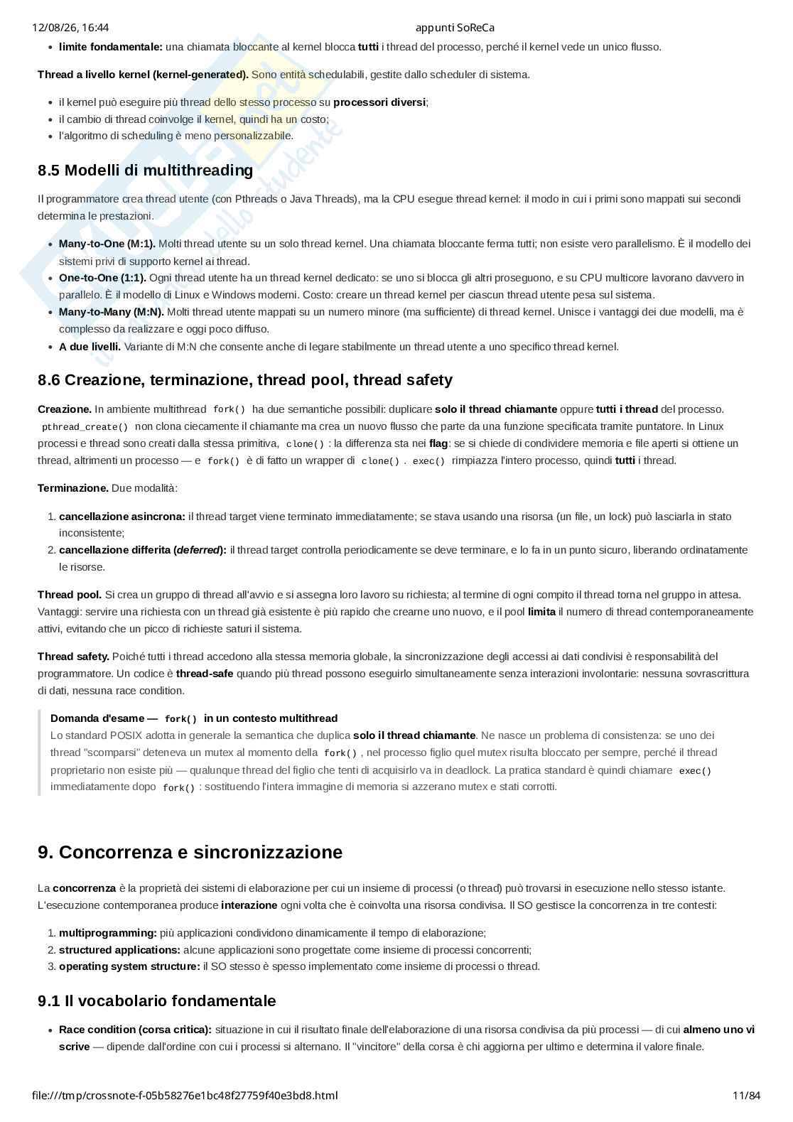 Appunti completi di Sistemi operativi e reti di calcolatori (SoReCa) - teoria, esercizi Pag. 11