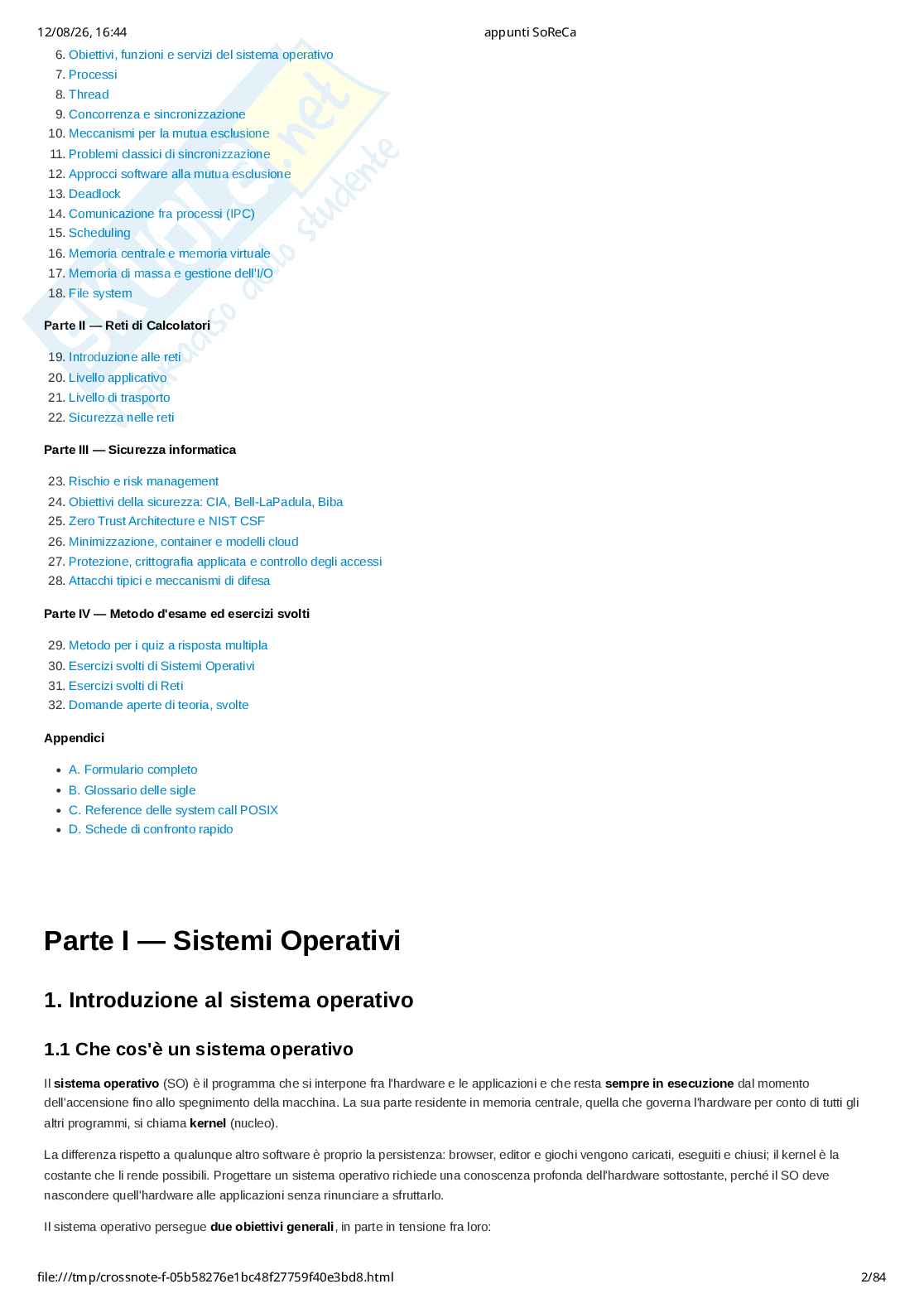 Appunti completi di Sistemi operativi e reti di calcolatori (SoReCa) - teoria, esercizi Pag. 2