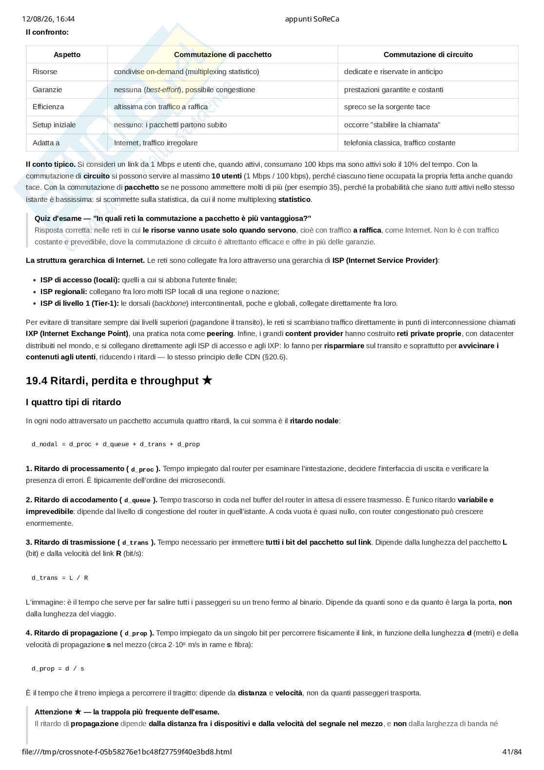 Appunti completi di Sistemi operativi e reti di calcolatori (SoReCa) - teoria, esercizi Pag. 41