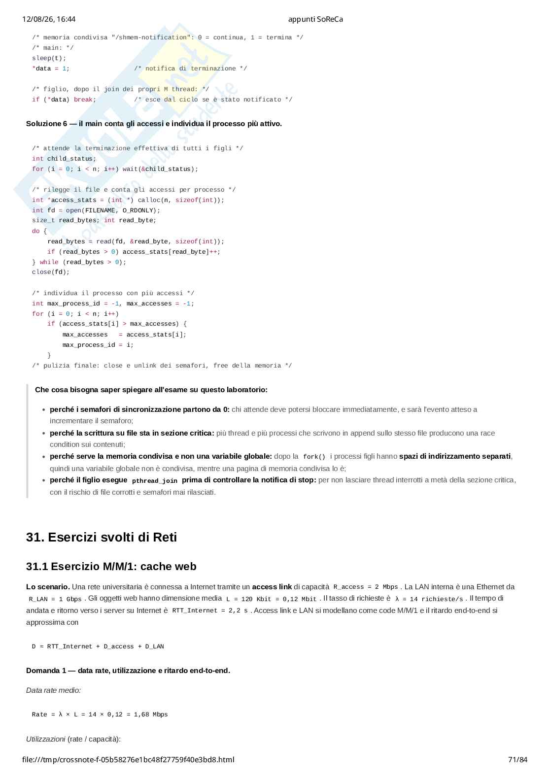 Appunti completi di Sistemi operativi e reti di calcolatori (SoReCa) - teoria, esercizi Pag. 71