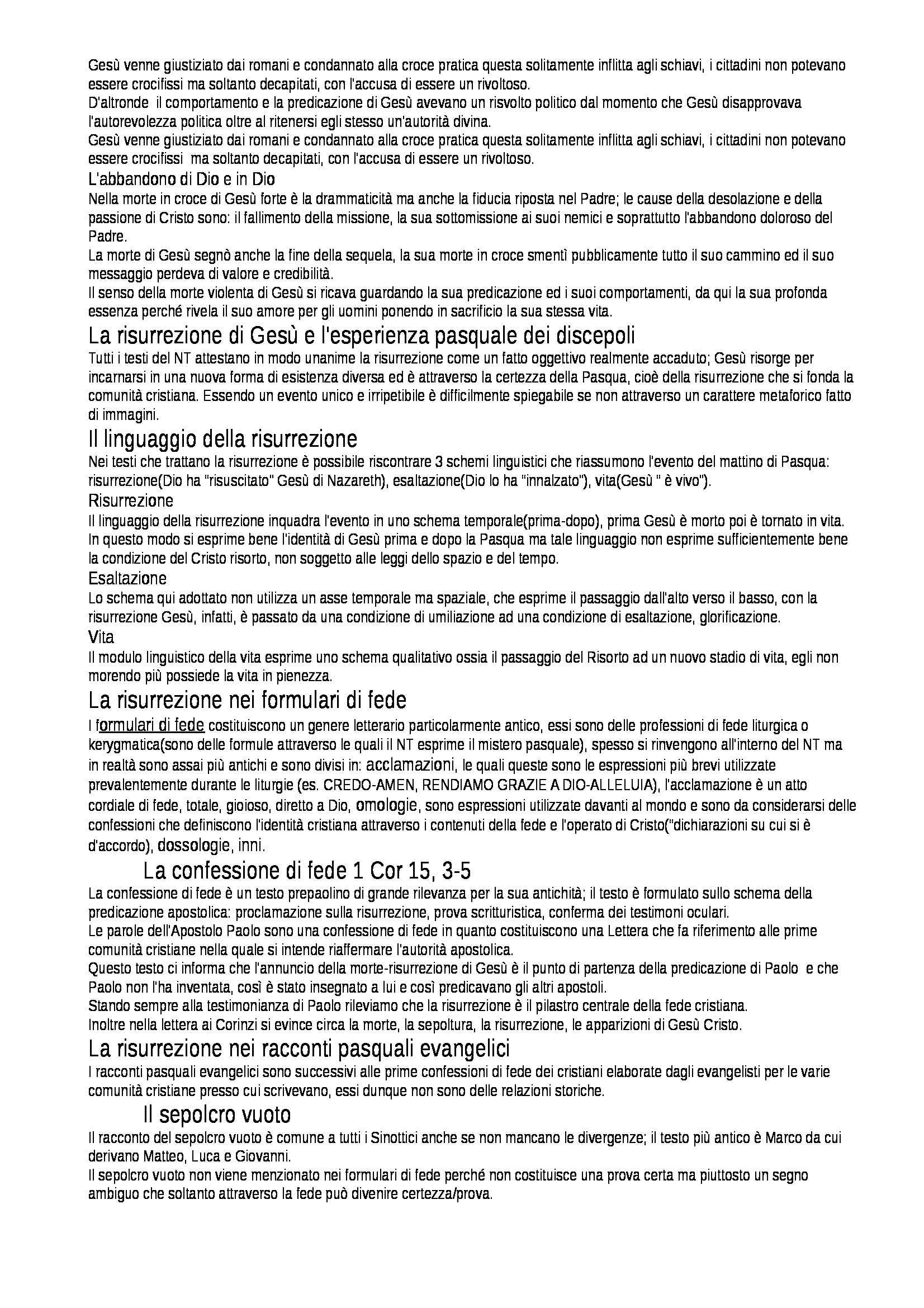 Riassunto esame Teologia dogmatica, prof. Sabetta, libro consigliato Dal senso cercato al senso donato Pag. 6