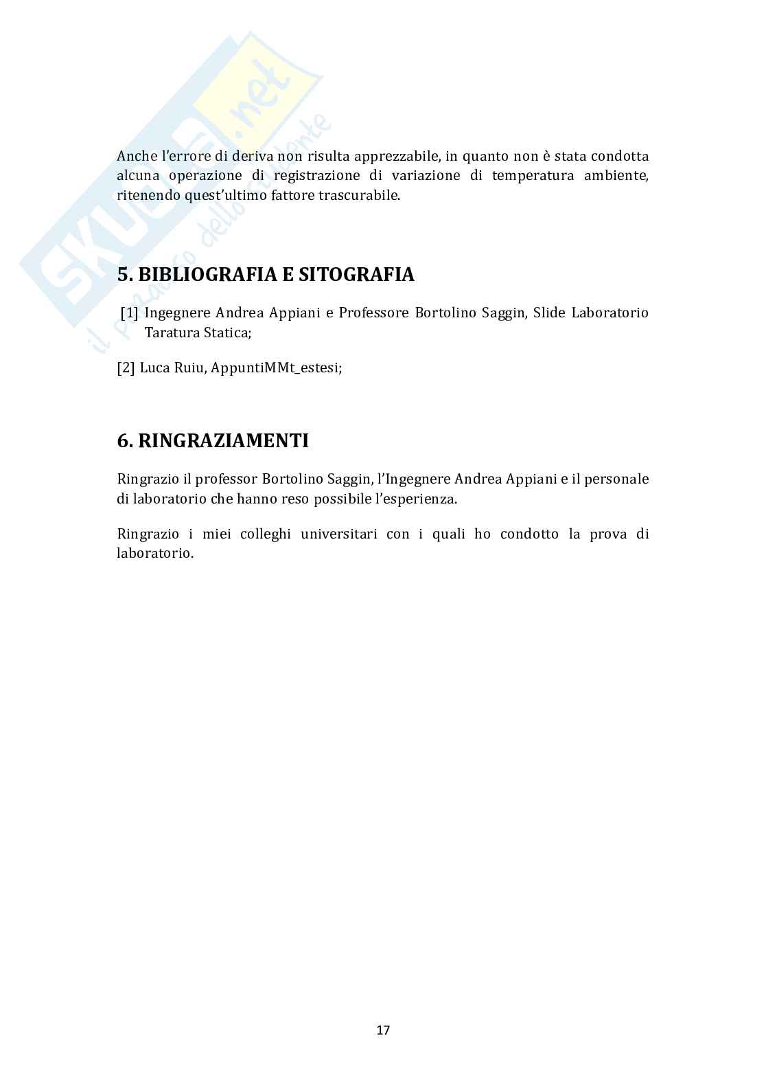 Relazione di laboratorio: taratura statica Pag. 21