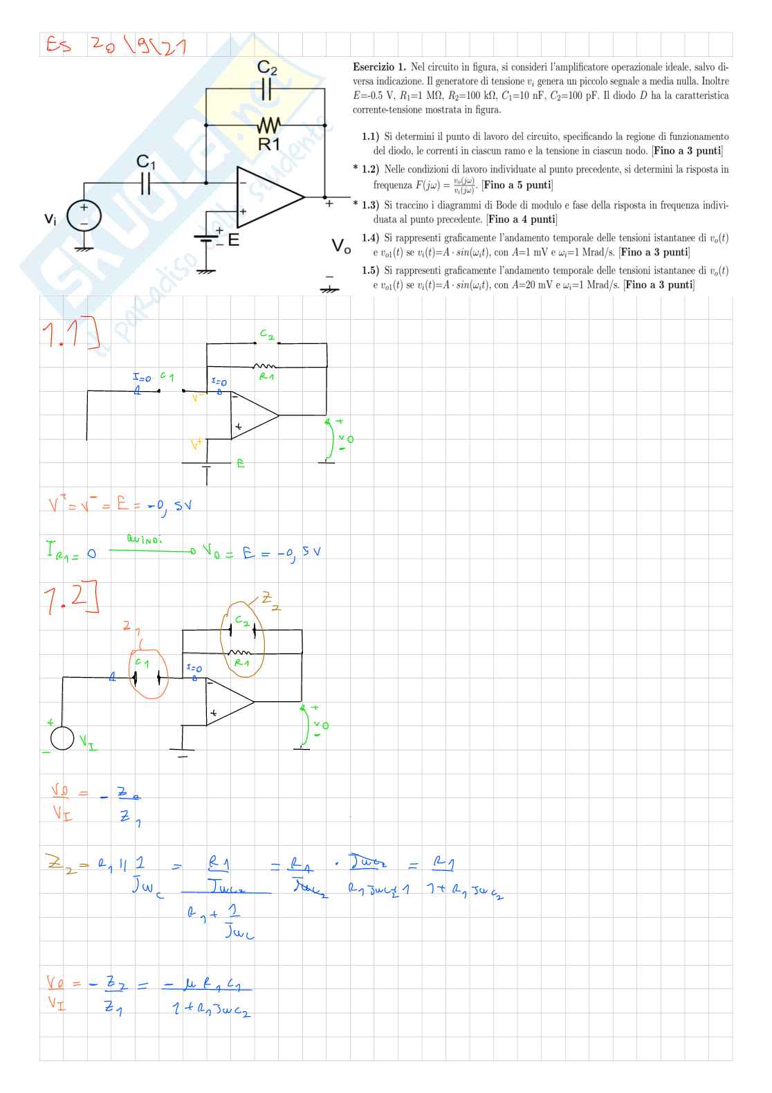 Esercizi di lezione di Elettronica 1 Pag. 1