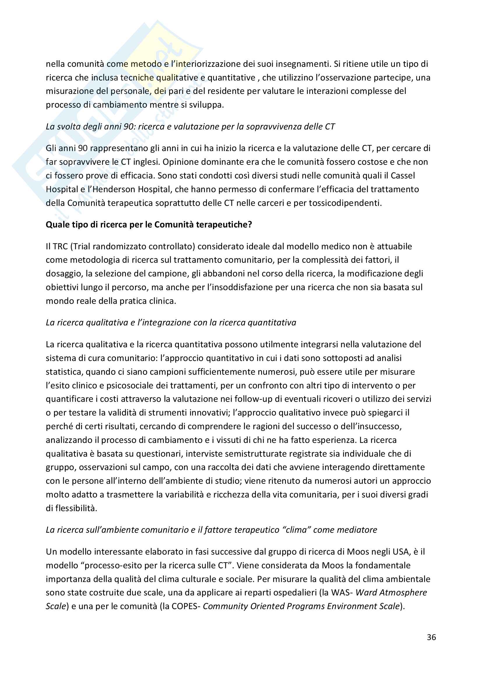 Riassunto esame Psicodinamica del setting, prof. Giannone, libro consigliato Le comunità terapeutiche, Ferruta, Foresti e Vigorelli Pag. 36