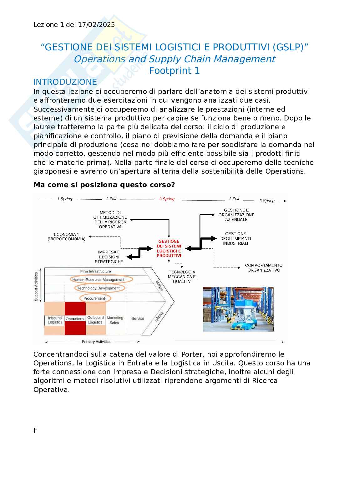Appunti teoria Gestione dei sistemi logistici e produttivi Pag. 1