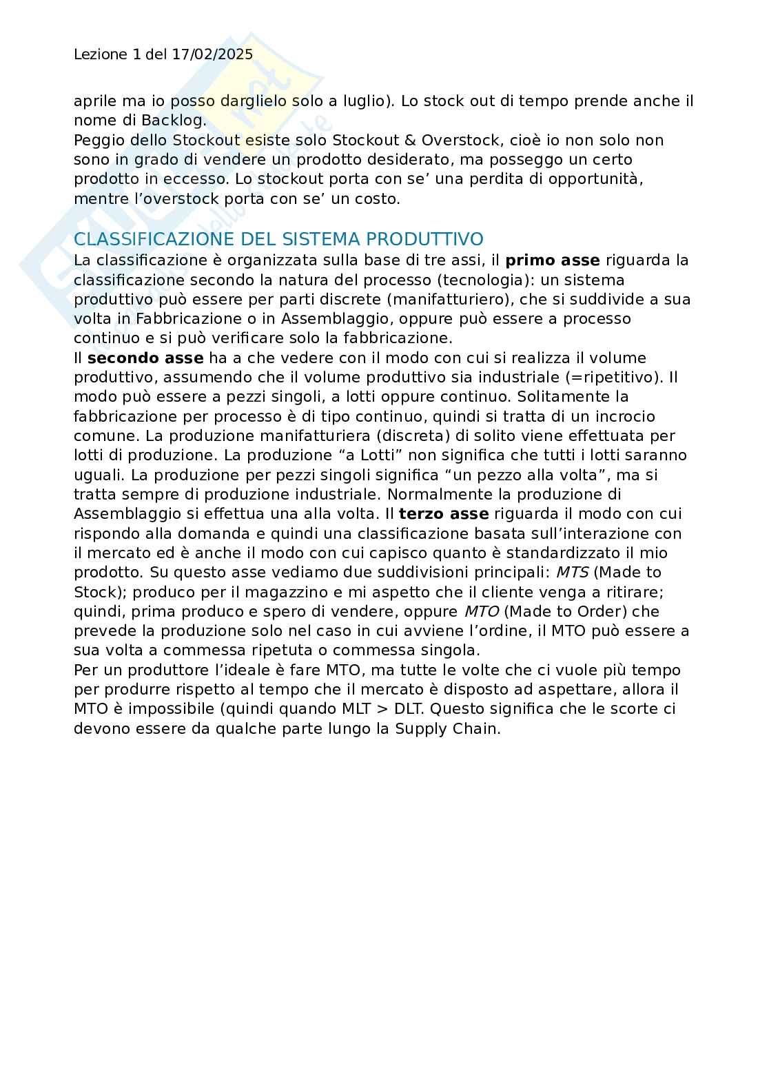 Appunti teoria Gestione dei sistemi logistici e produttivi Pag. 11