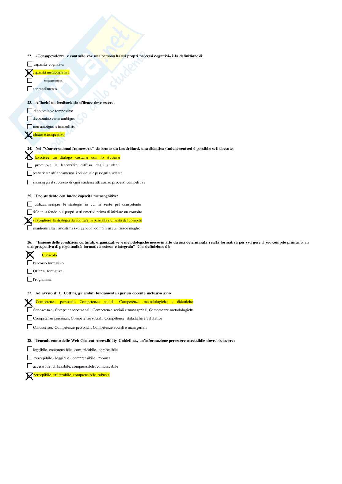 Risposte domande chiuse Didattica generale didattica generale aggiornate 2026 Pag. 6