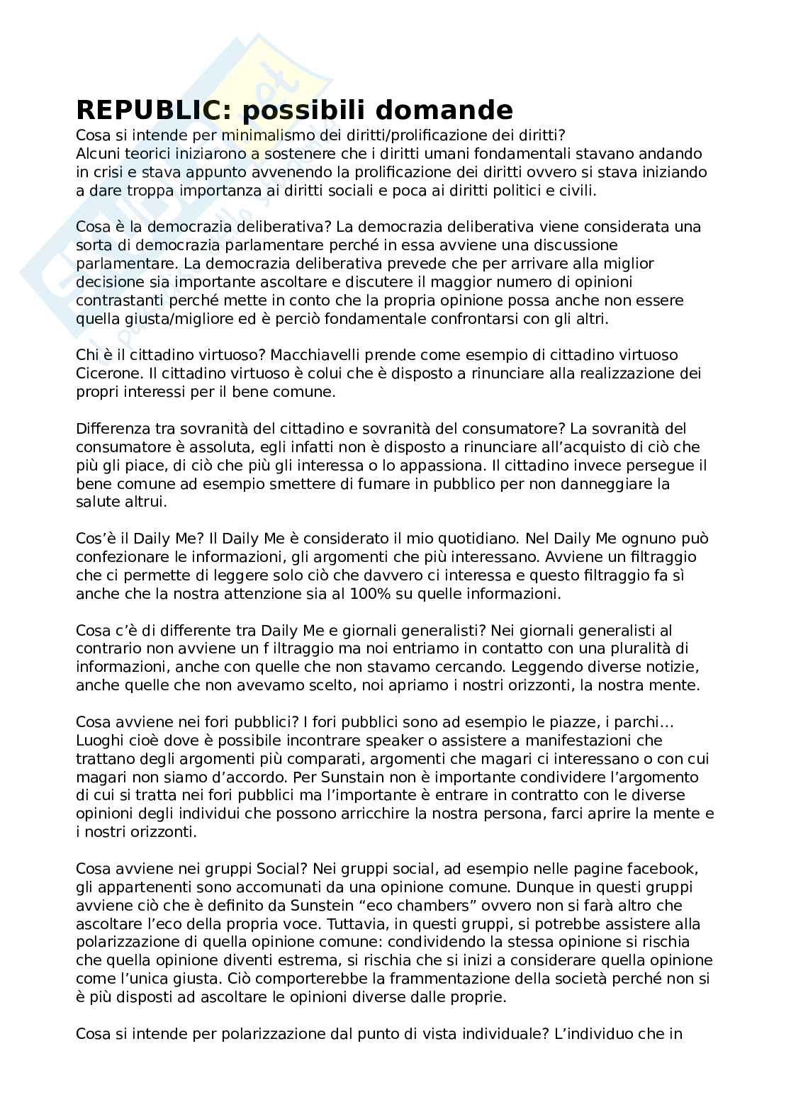 Possibili domande Sociologia della conunicazione Pag. 1