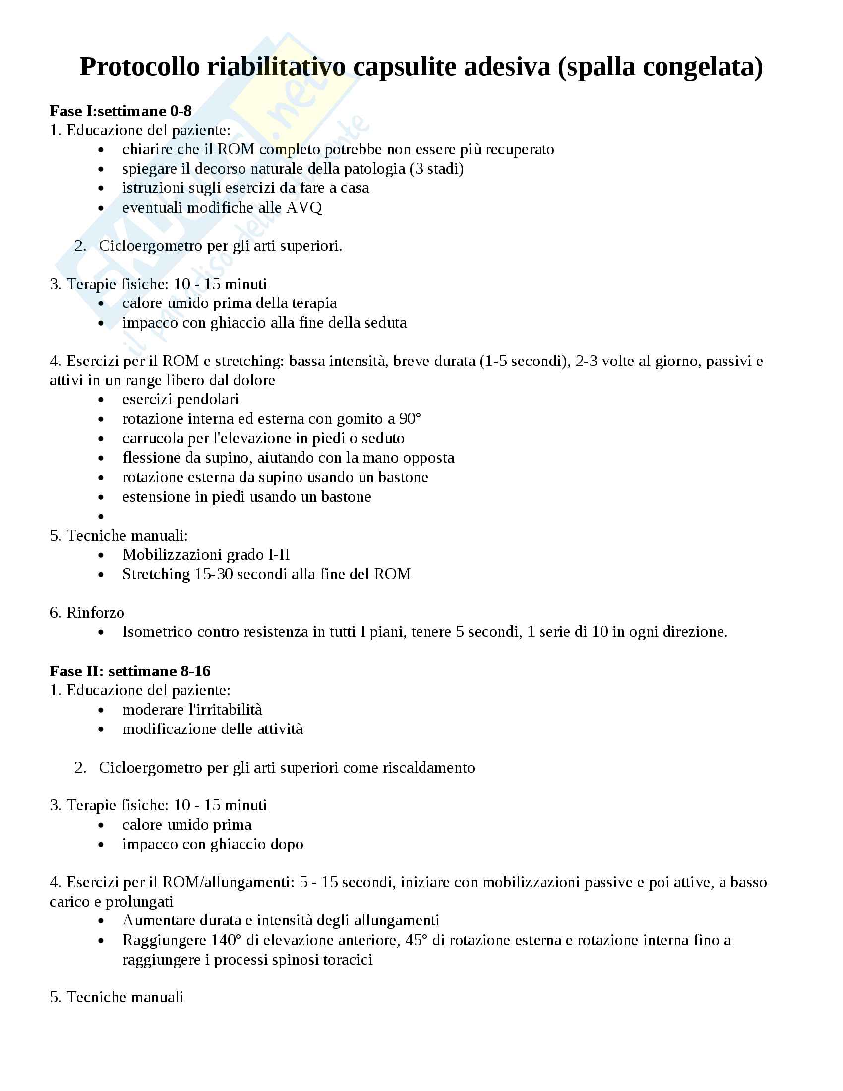 Protocollo riabilitazione capsulite adesiva: Esercitazione di