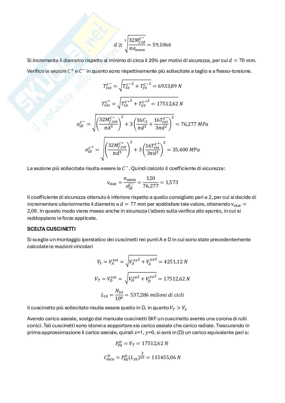 Progetto svolto Meccanica dei materiali e progettazione meccanica Pag. 11