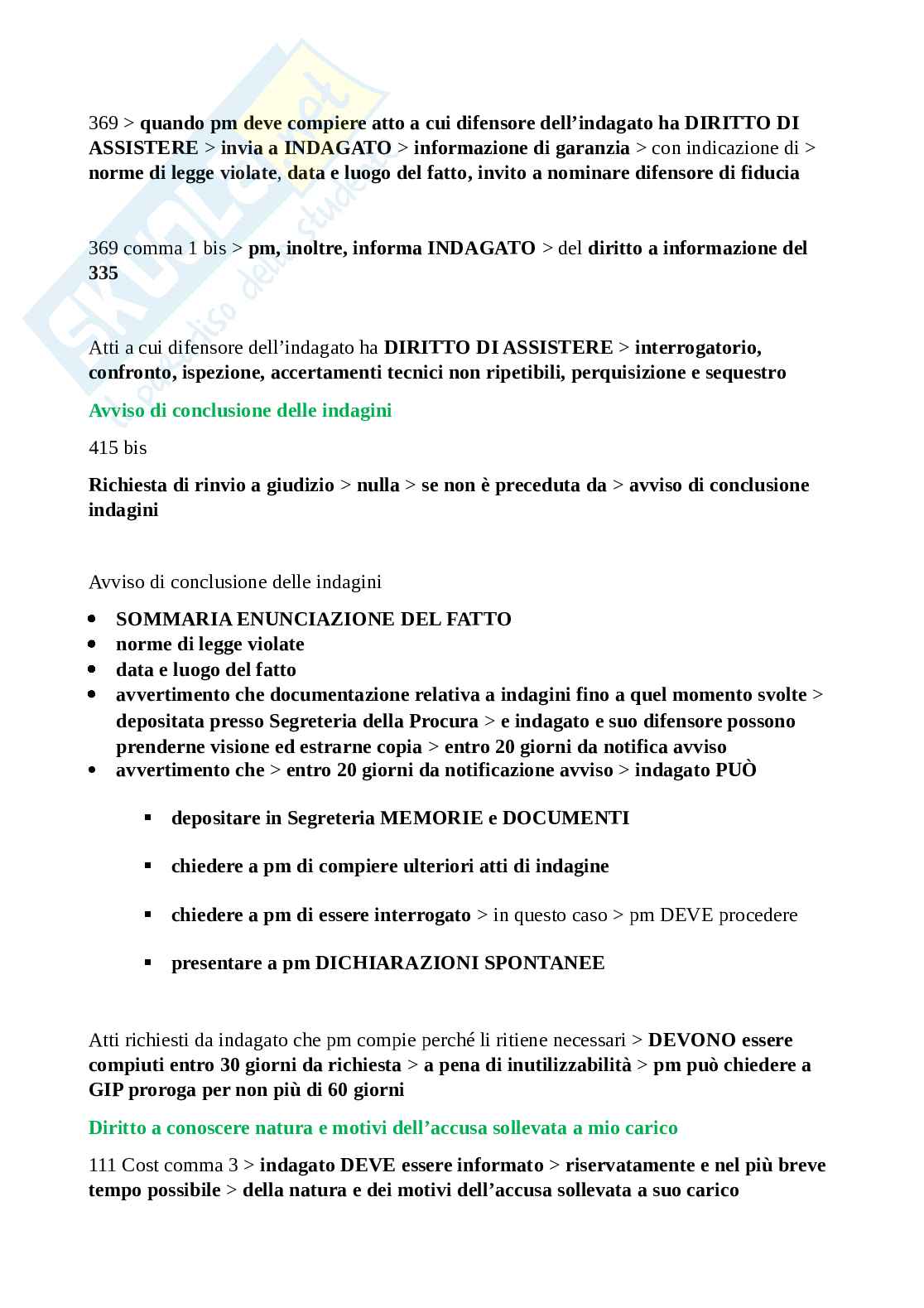 Riassunto esame diritto processuale penale I, prof. Deganello, libro consigliato Procedura Penale, Scaparone, volumi I e II Pag. 16
