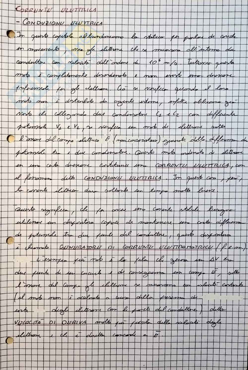 Corrente elettrica e condensatori  Pag. 1