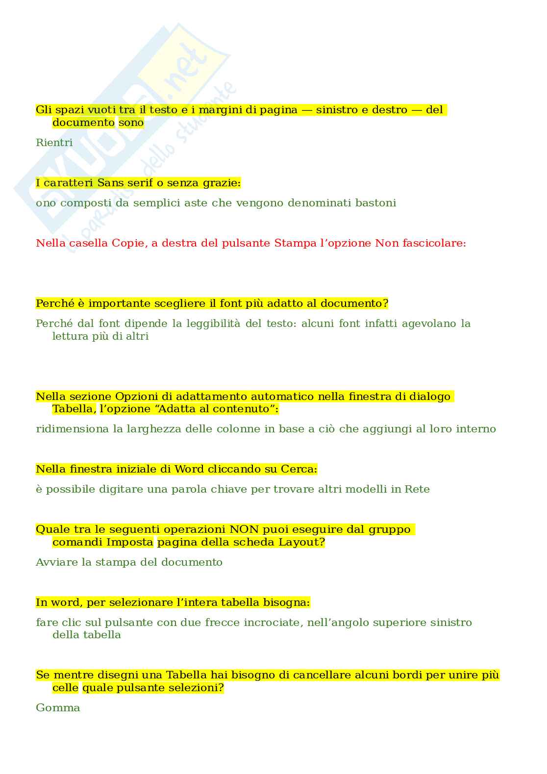 Eipass 7 moduli - Eipass Word - Guida completa all'uso di Microsoft Word. Aggiornato e completo. In ordine  Pag. 2