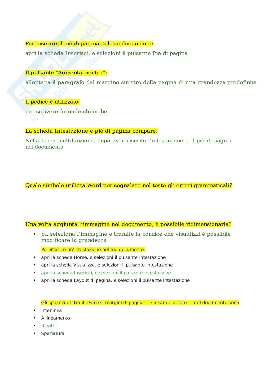 Eipass 7 moduli - Eipass Word - Guida completa all'uso di Microsoft Word. Aggiornato e completo. In ordine  Pag. 6