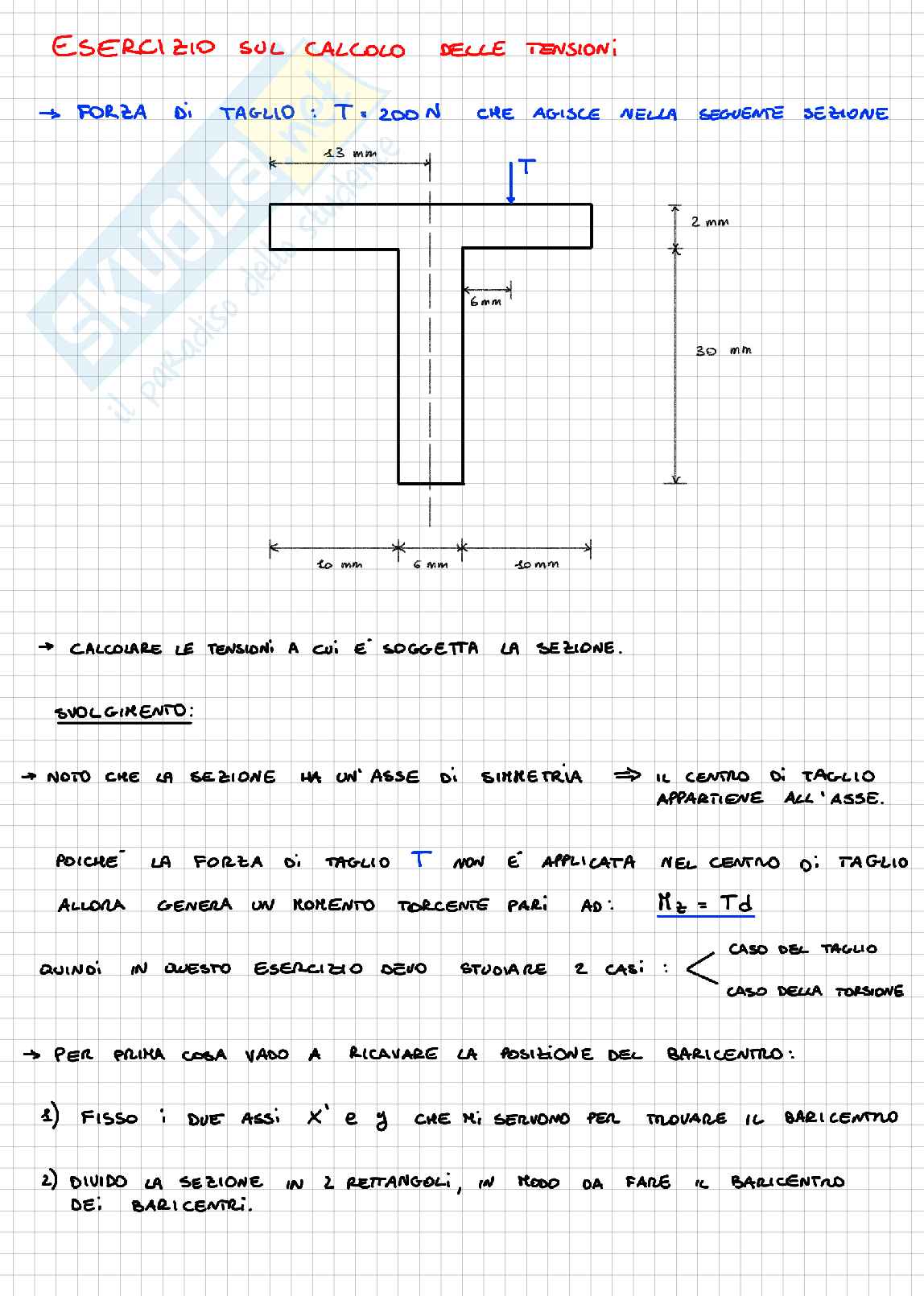 Esercizi sul calcolo delle tensioni Pag. 1