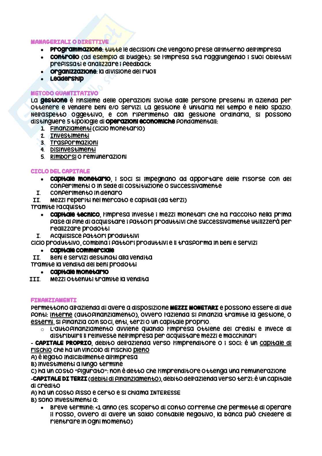 Riassunto esame Economia Aziendale, Prof. Matozza Felice, libro consigliato Introduzione alla contabilità generale, Paoloni, Celli Pag. 2