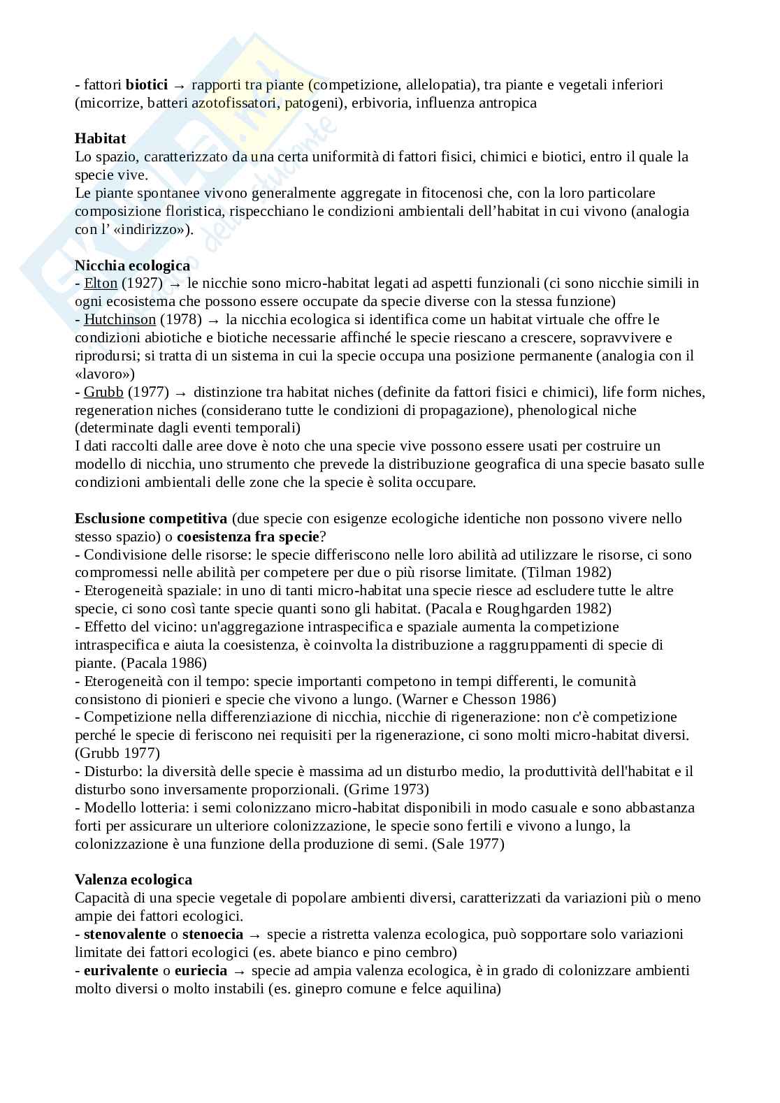 Appunti di ecologia vegetale Pag. 2
