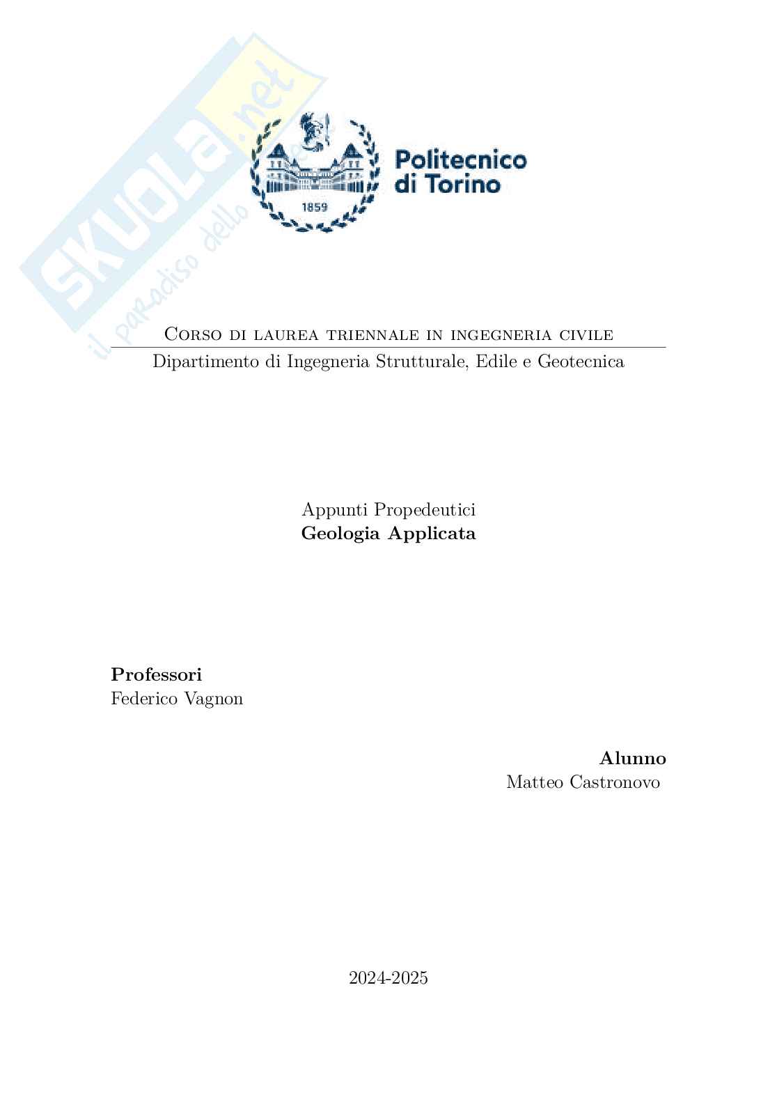 Appunti di Geologia applicata  Pag. 1