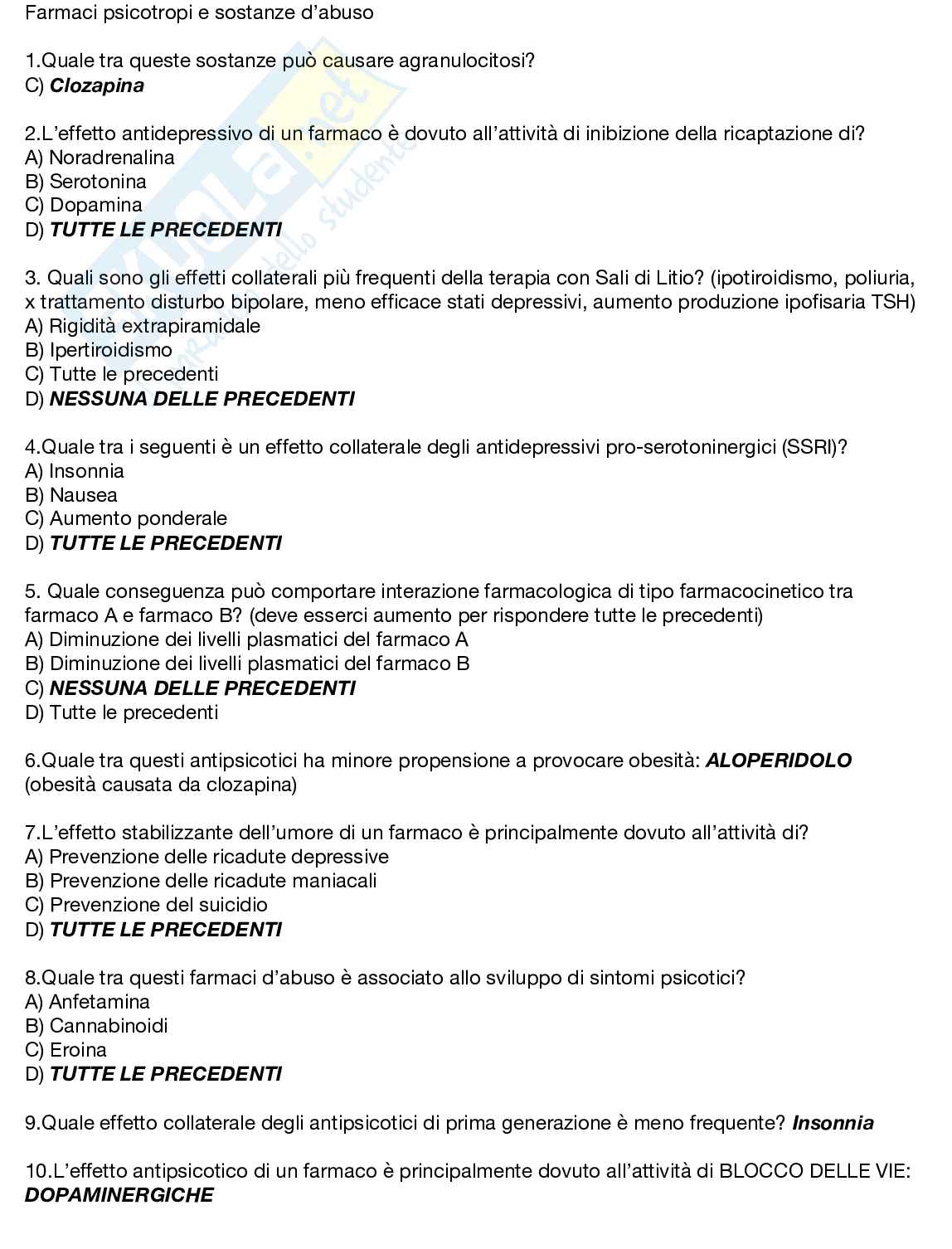 Farmaci psicotropi Pag. 1