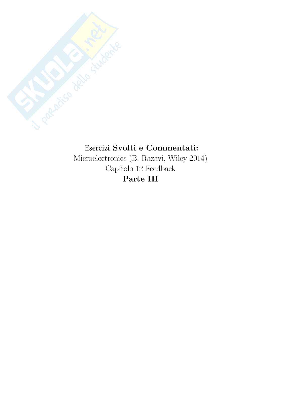 Esercizi Svolti Feedback - Parte III Pag. 1