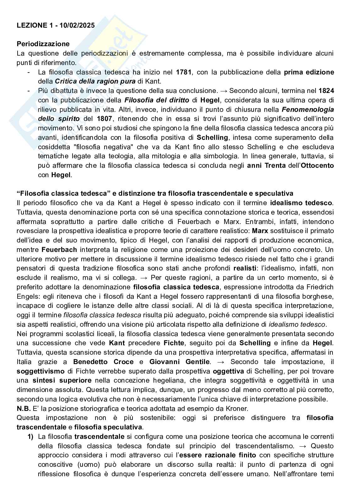 Appunti Storia della filosofia  Pag. 1