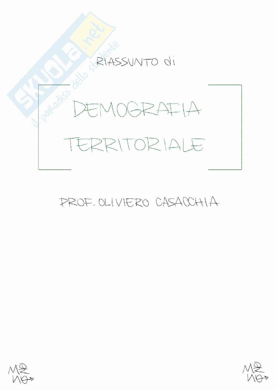 Appunti riassuntivi Demografia territoriale Pag. 1