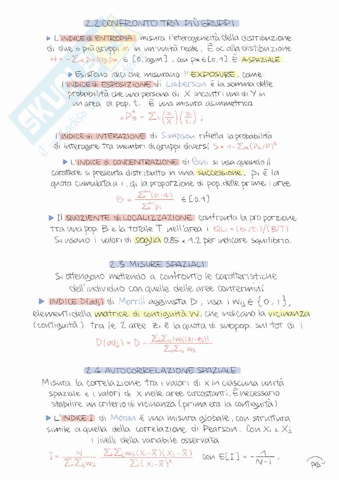 Appunti riassuntivi Demografia territoriale Pag. 11