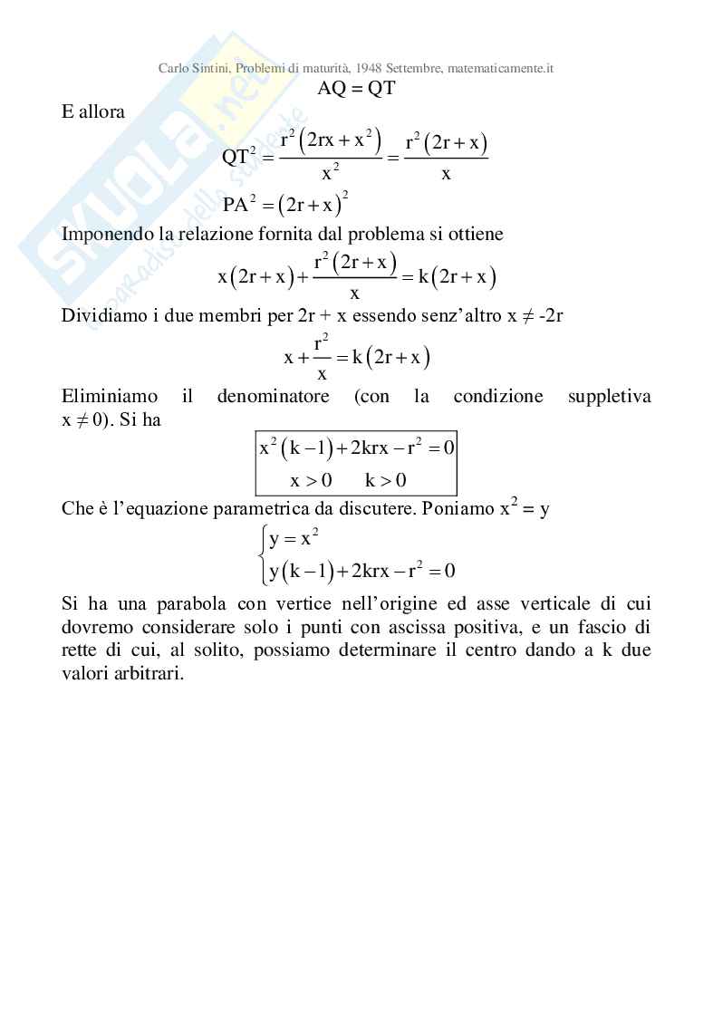 1948 Settembre - Maturità scientifica, prova di matematica Pag. 2