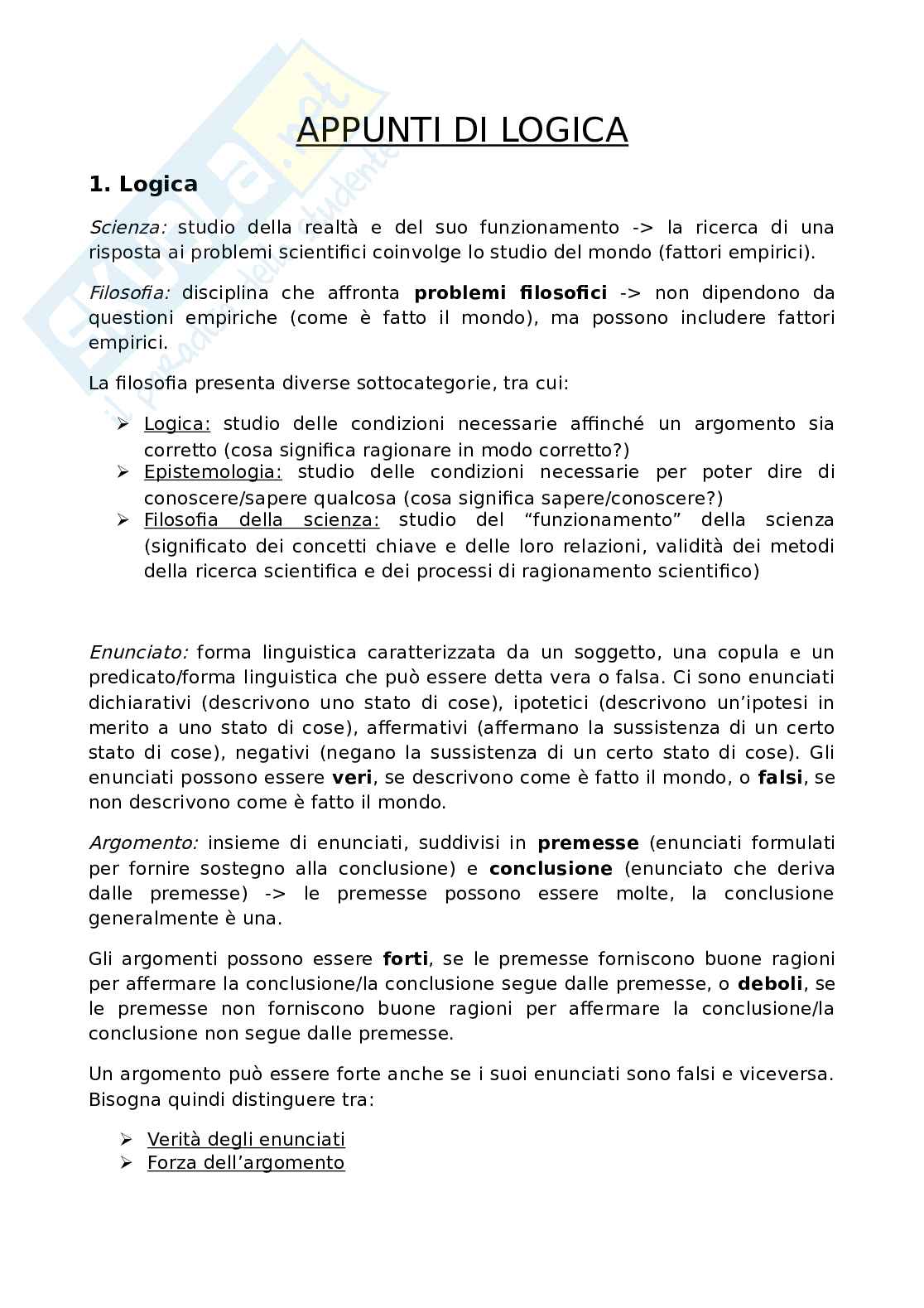 Appunti di Logica Pag. 1