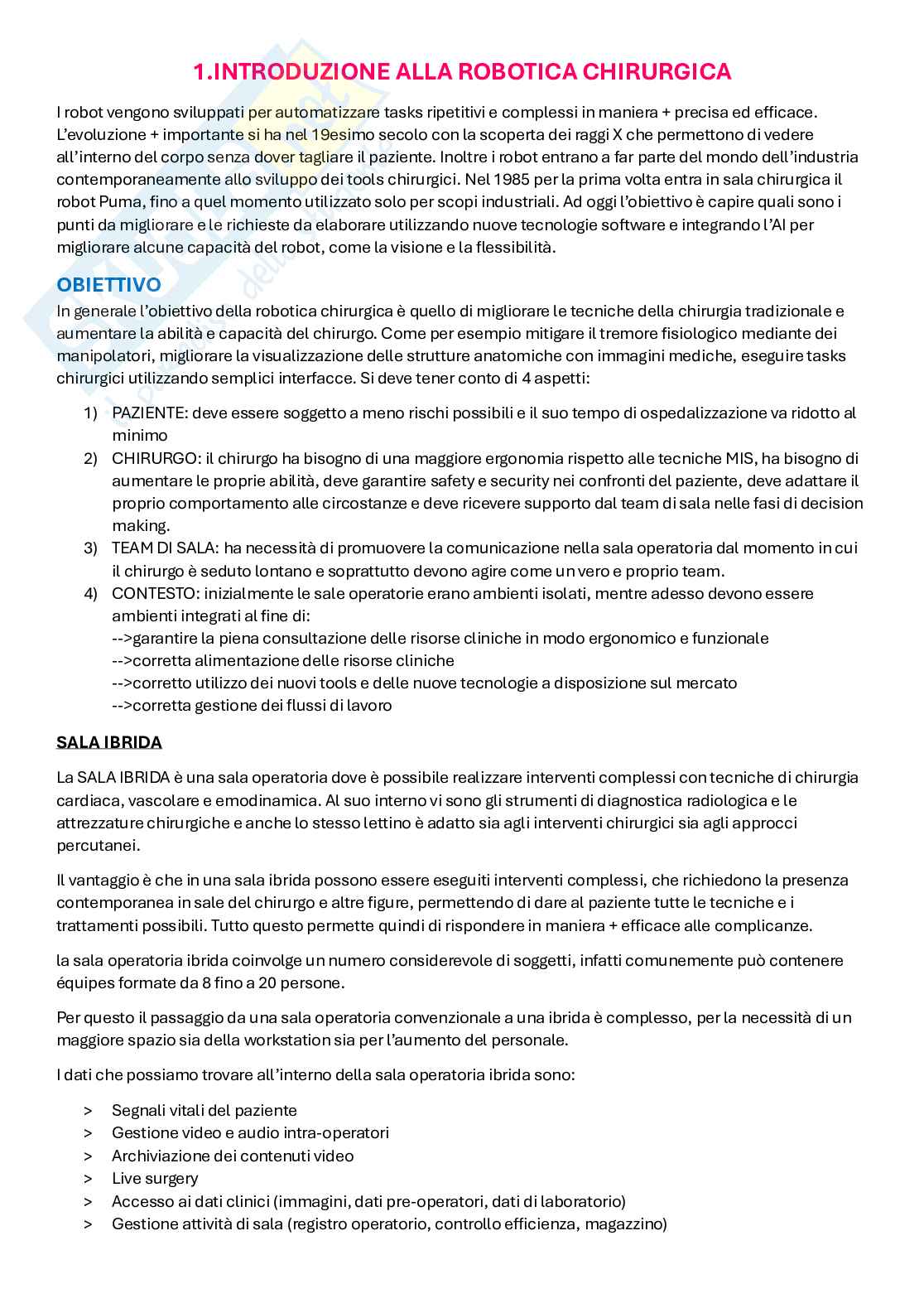 Appunti Robotica e simulazione chirurgica Pag. 1